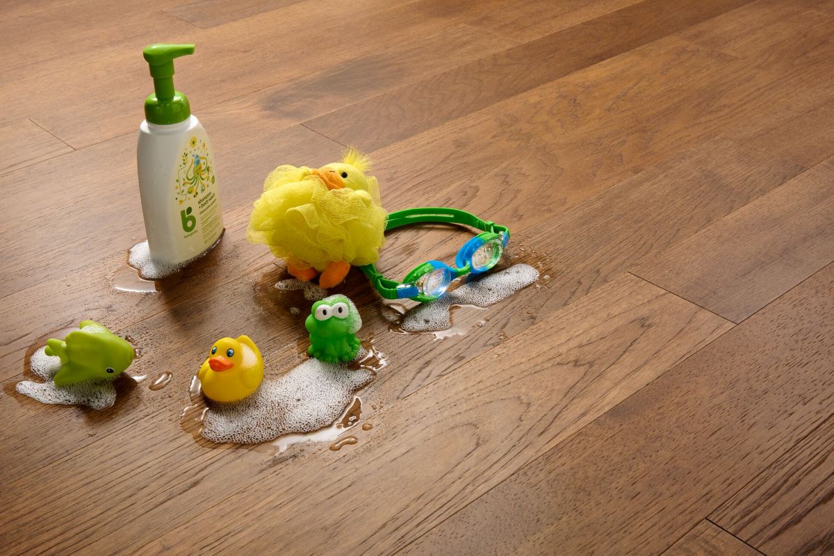 Engineered hardwood floor with kid
