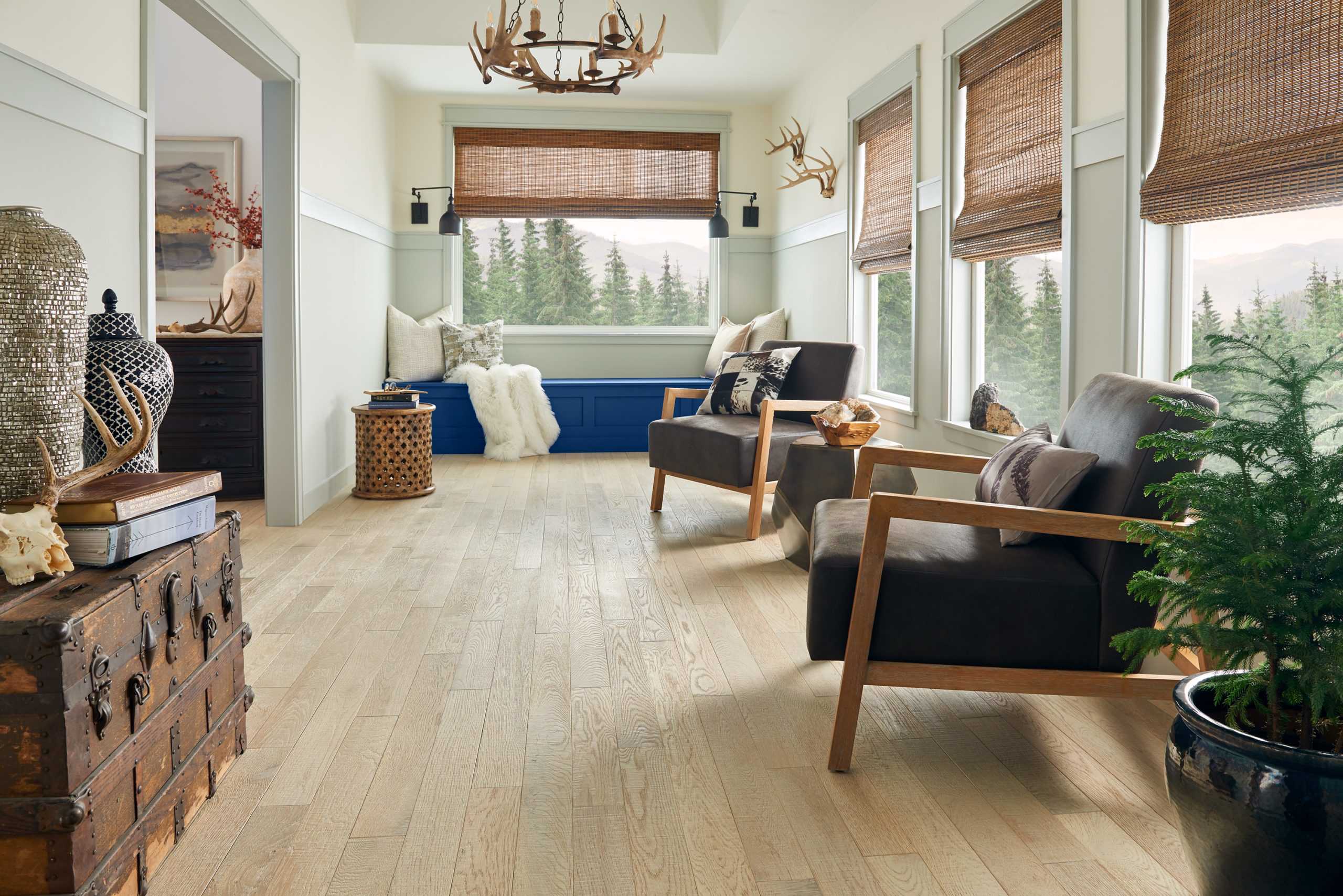 Mark Bowe SKMB49L01X Greenbrier Room Scene with Light White Oak Hardwood Flooring