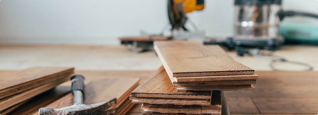 stack of prefinished hardwood planks