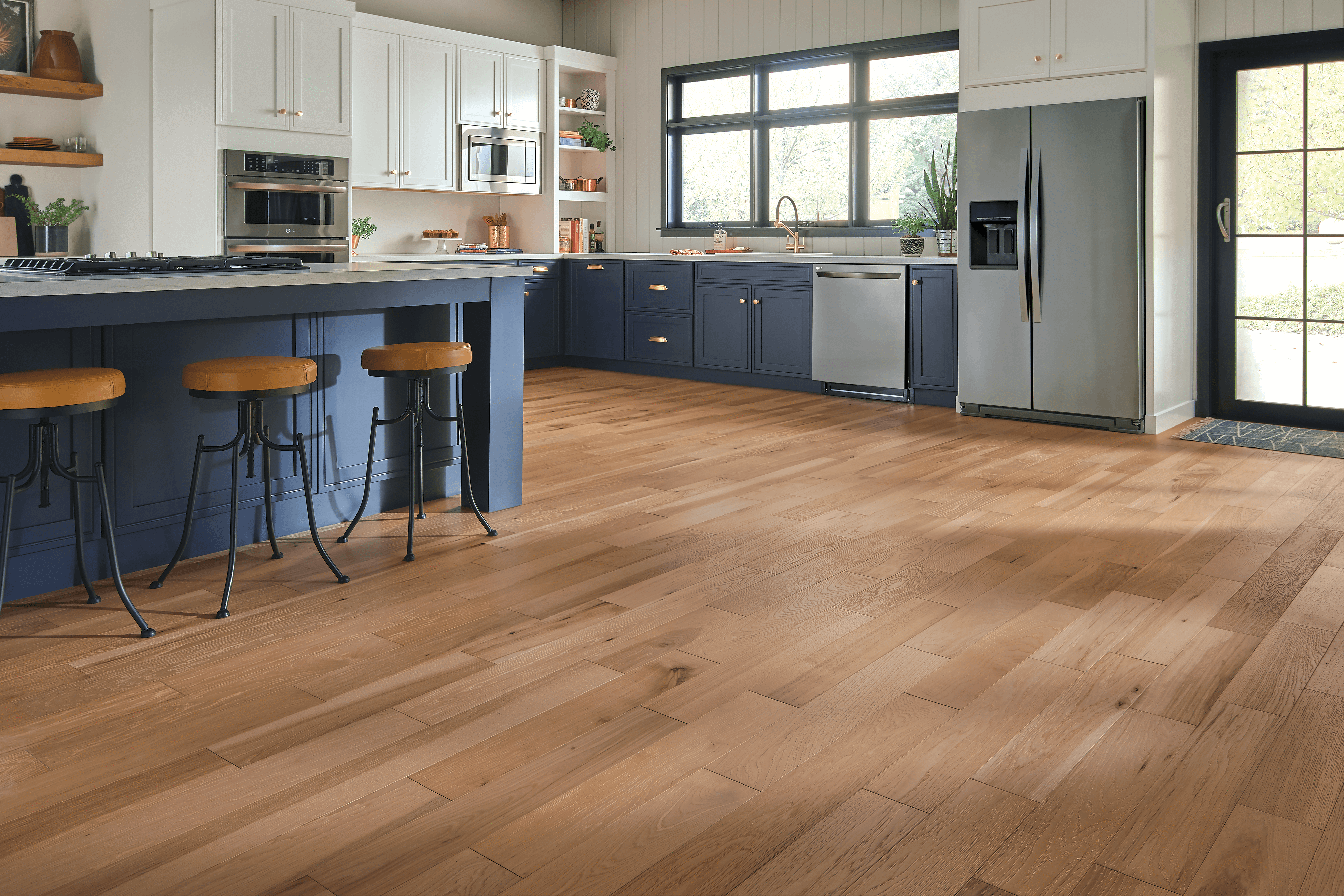 Kitchen with hydropel hickory engineered flooring from Bruce