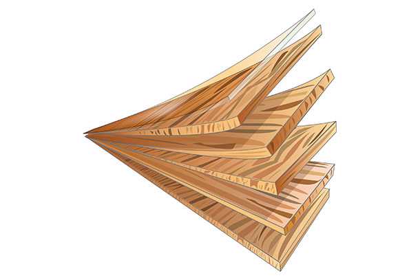 Illustration showing the layers of engineered hardwood