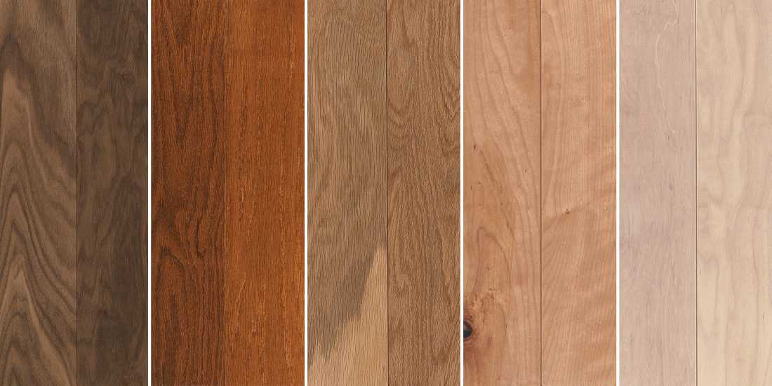 Range of hardwood flooring color swatches